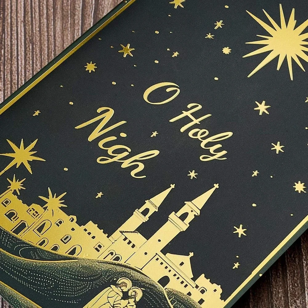 Christmas Cards Nativity Scene‎ Angel Gold Foil Joy to World Peace Love Messages